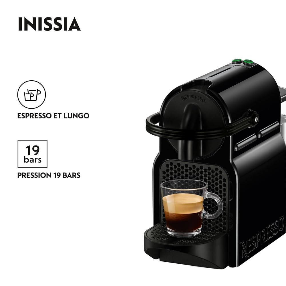 Aurent Inissia – Machine à Café à Capsules Noire | 19 Bars | Arrêt Auto 9 min