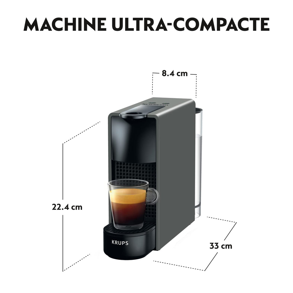 Aurent Essenza Mini – Cafetière Capsules Gris Intense | Compacte 8,4 cm | Économie d'Énergie