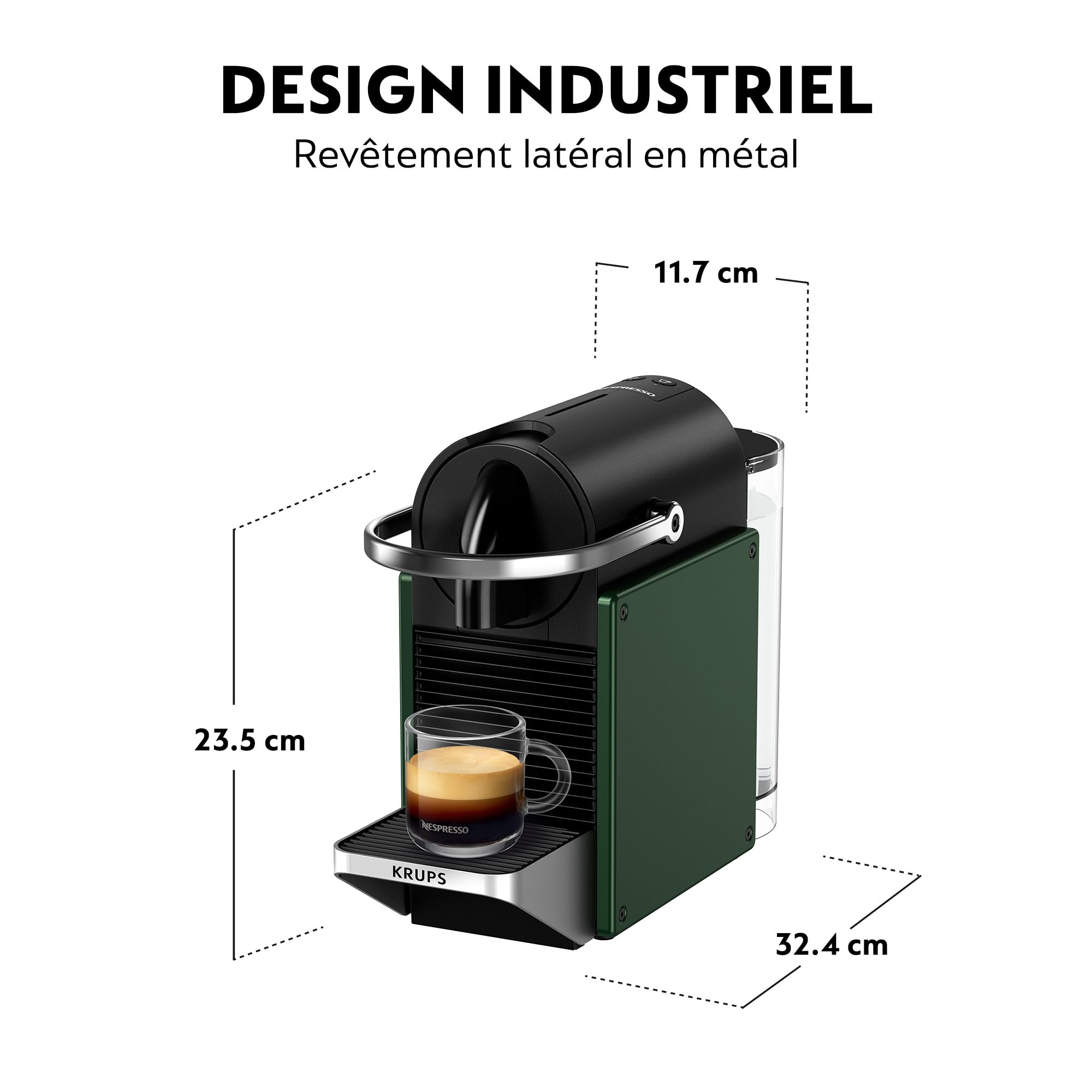 Aurent Pixie Vert Foncé – Cafetière Compacte à Capsules | Style Industriel | Éco-Responsable