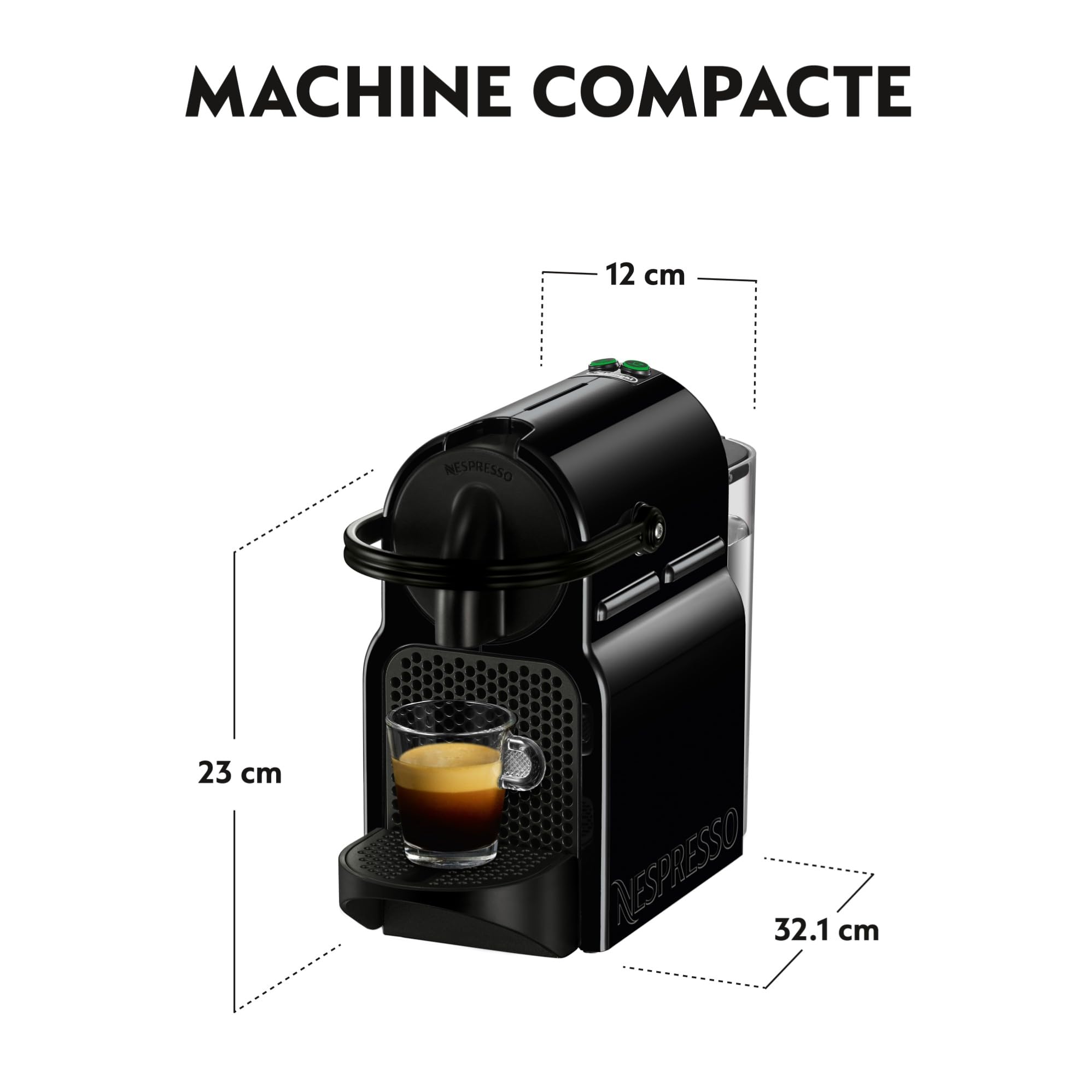 Aurent Inissia – Machine à Café à Capsules Noire | 19 Bars | Arrêt Auto 9 min