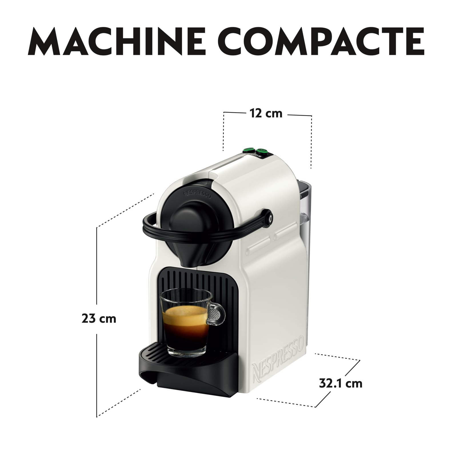 Aurent Inissia Blanche – Cafetière Espresso à Capsules | 19 Bars | Préchauffage 25s