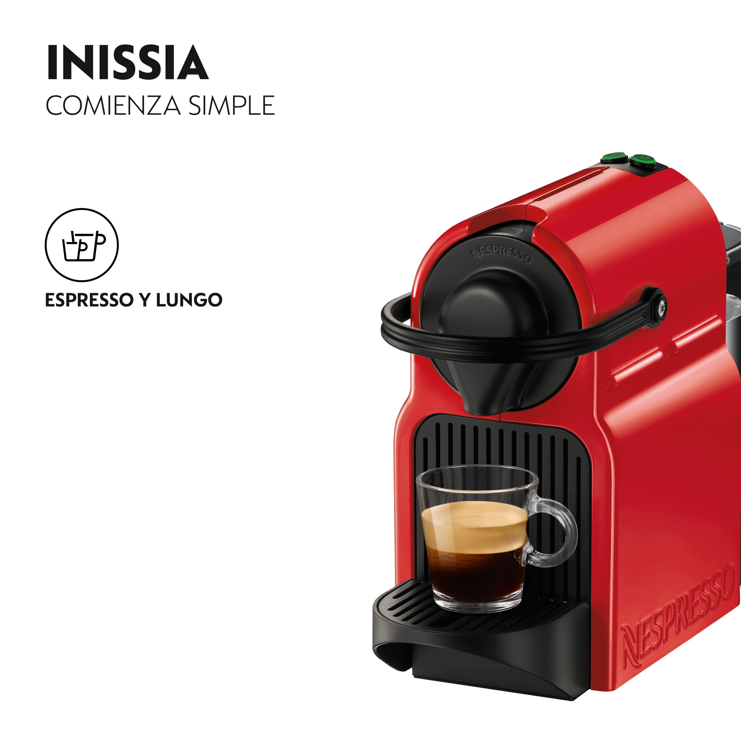Aurent Inissia – Cafetière à Capsules Rouge Rubis | Espresso & Lungo | 19 Bars